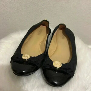 Micheal Kors Black Gold Bow Dixie Ballerina Flats